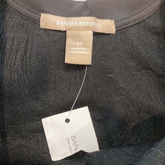 NWT Banana republic, Scoop Jacquard Long Sleeve Top black textured size medium - Picture 5 of 10